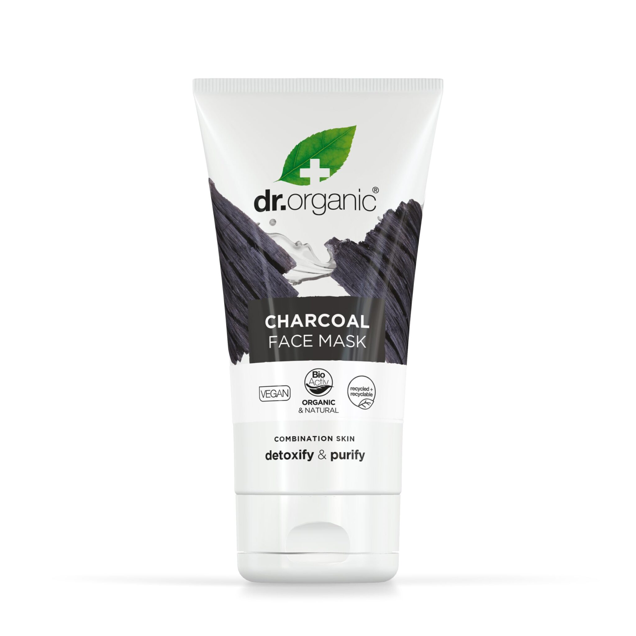 Dr Organic Charcoal Face Mask, Cleansing, For Acne & Clearing Skin, Oily, Problem Skin, Natural, Vegan, Cruelty-Free, Paraben & SLS-Free, Recycled & Recyclable, Organic, 125ml, Packaging may vary