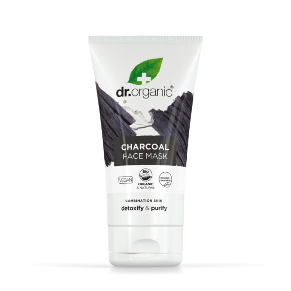 Dr Organic Charcoal Face Mask, Cleansing, For Acne & Clearing Skin, Oily, Problem Skin, Natural, Vegan, Cruelty-Free, Paraben & SLS-Free, Recycled & Recyclable, Organic, 125ml, Packaging may vary