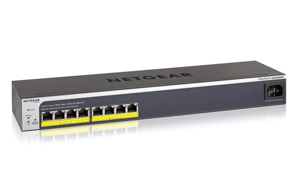 NETGEAR 8-Port Gigabit Ethernet Smart Managed Plus Gigabit Switch (GS408EPP) - with 8 x PoE+ @ 124W, Easy-Mount System Mounts Anywhere and Rackmount, and ProSAFE Lifetime Protection