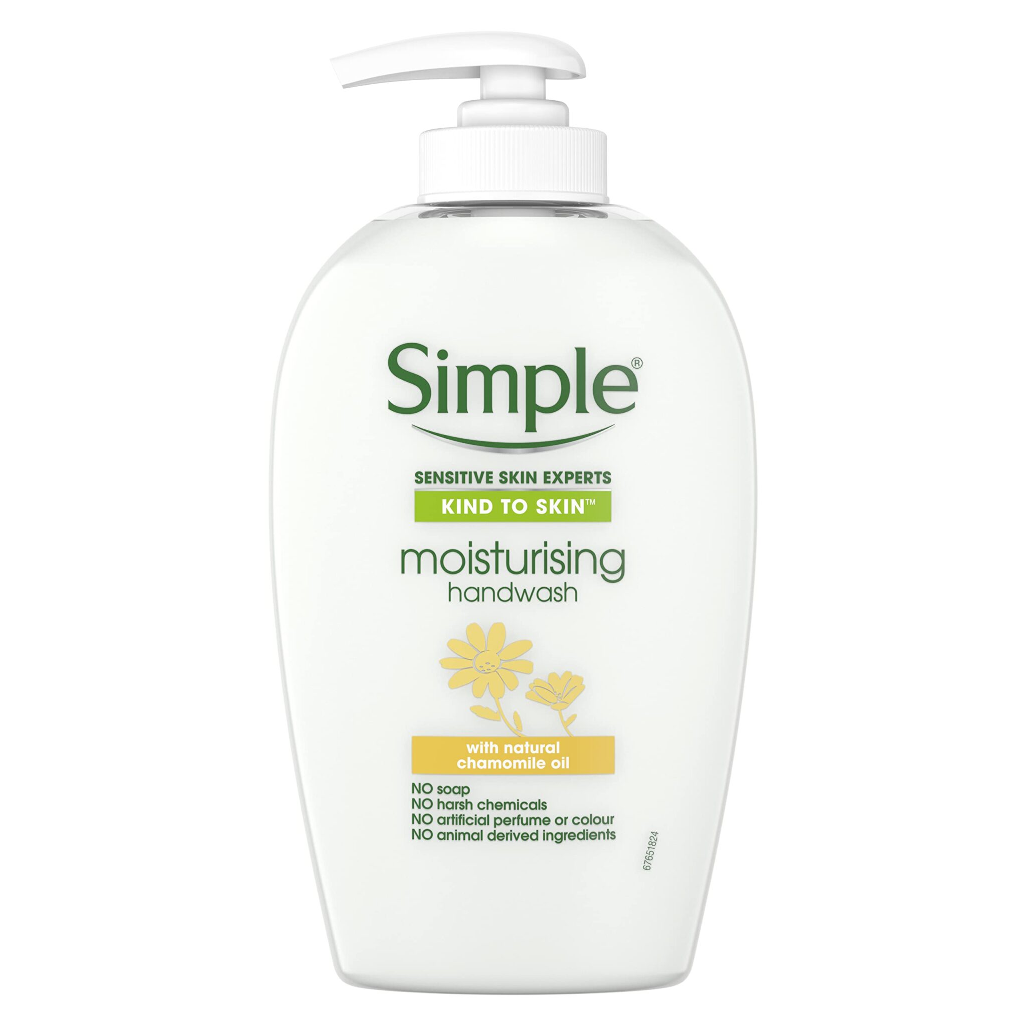 Simple Kind to Skin Moisturising no soap, artificial perfume or colour Handwash suitable for all skin types 250 ml