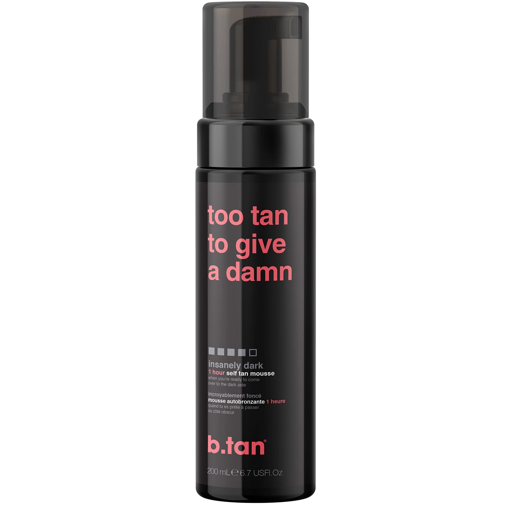 b.tan Insanely Dark Fake Tan | Too Tan To Give A Damn - Fast, 1 Hour Sunless Tanner Mousse, No Gimmicks, No Fake Tan Smell, No Added Nasties, Vegan, Cruelty & Paraben Free, 200ml