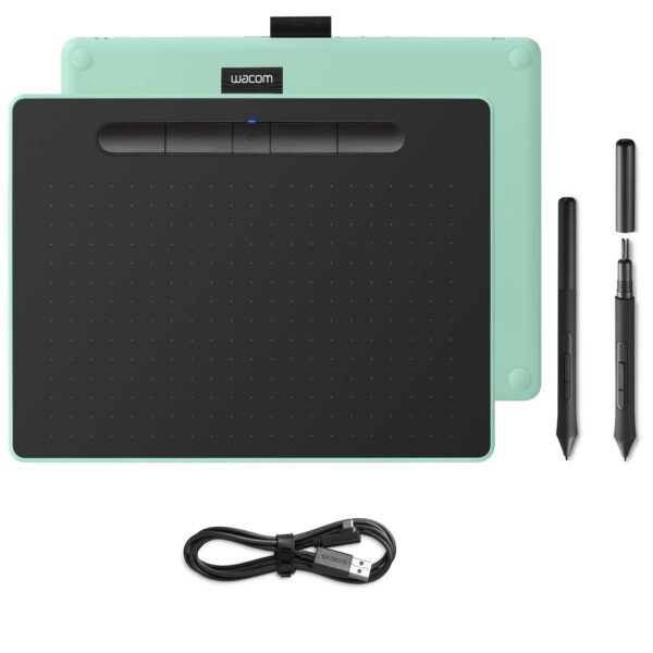 Wacom Intuos M Pistachio-green with Bluetooth – Drawing Tablet with Pen, Stylus Battery-free & Pressure-sensitive, Compatible with Windows & Mac, Perfect Tablet for Drawing, Graphics or Remote Working