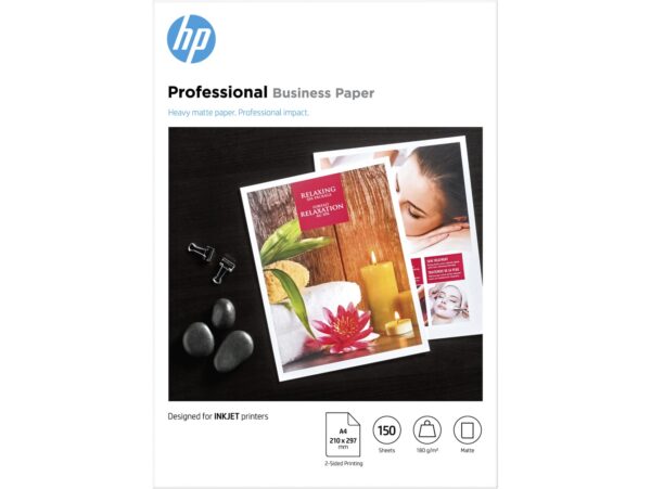 HP 7MV79A Inkjet Professional Matte Business Paper, A4, 180gsm, 150 sheets