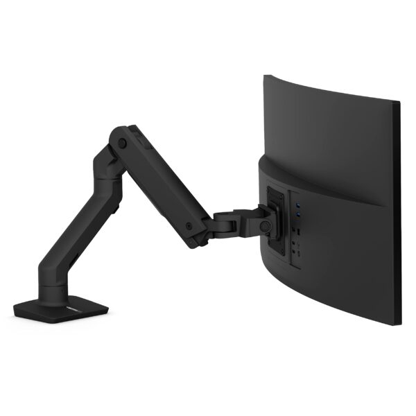 Ergotron HX Desk Monitor Arm - Mounting kit (articulating arm, desk clamp mount, grommet mount, pivot, mounting hardware, extension part) for Monitor - matte black - screen size: up to 49" - desktop