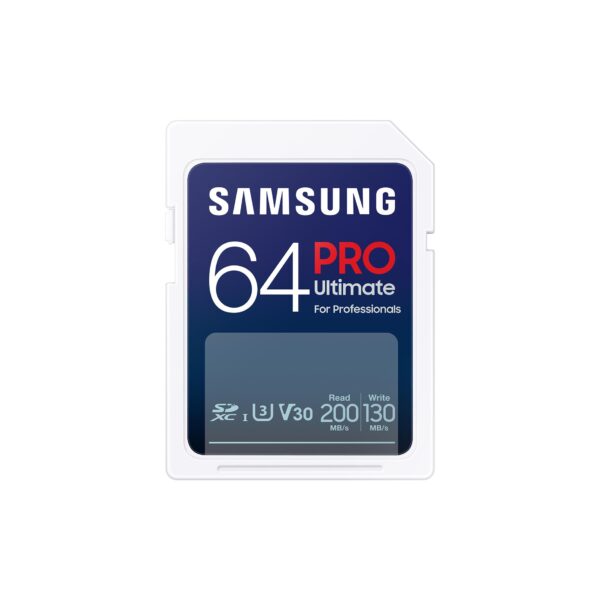 Samsung PRO Ultimate SD card, 64 GB, UHS-I U3, Full HD & 4K UHD, 200 MB/s read, 130 MB/s write, Memory card for smartphone, Drone or action cam, MB-SY64S/WW