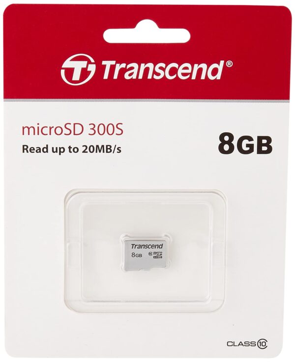 Transcend 8GB microSDHC 300S Class 10 Memory Card with up to 95/45 MB/s (for Smartphones, Digital Camers and Nintendo Switch Consoles) without SD Adapter TS8GUSD300S