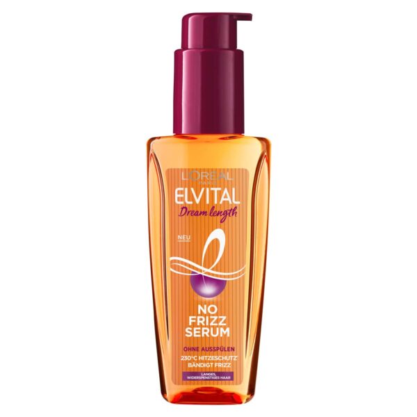 LOréal Paris Elvital - Silicone-free hair serum, heat protection for long and unruly hair, leave-in hair oil with vegetable proteins and cocoa butter, serum