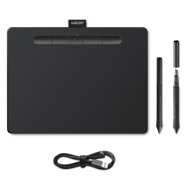 Wacom Intuos M Black with Bluetooth – Drawing Tablet with Pen, Stylus Battery-free & Pressure-sensitive, Compatible with Windows, Mac & Android, Perfect Tablet for Drawing, Graphics or Remote Working