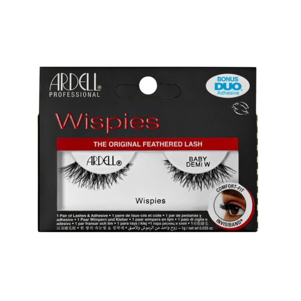 Ardell Baby Demi Wispies False Eyelashes, Duo Adhesive Included, Short Length, Light Volume, Vegan Friendly, 1 Pair (Pack of 1)