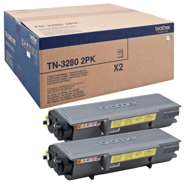 Brother TN-3280 Twin Toner Cartridges - Black TN3280TWIN