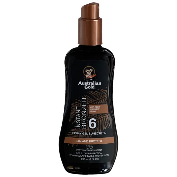 Australian Gold SPF 6 Spray Gel Sunscreen with Instant Bronzer 237ml