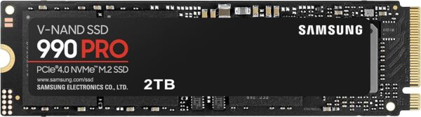 Samsung 990 PRO NVMe M.2 SSD, 2 TB, PCIe 4.0, 7,450 MB/s read, 6,900 MB/s write, Internal SSD, For gaming and video editing, MZ-V9P2T0BW