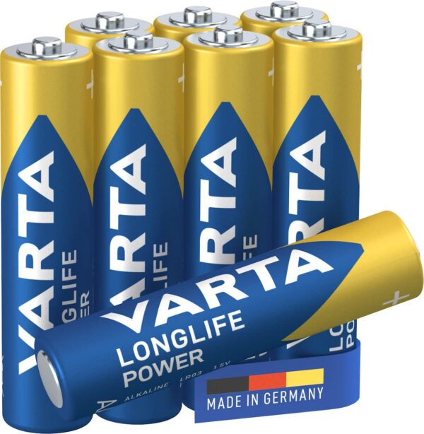 VARTA Longlife Power AAA Micro LR03 Alkaline Battery (8-pack) - Made in Germany - ideal for toys, torches, controllers and other battery-powered devices