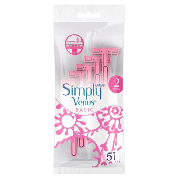 Gillette Simply Venus Women's Disposable Razors with 2 Blades Pack of 5