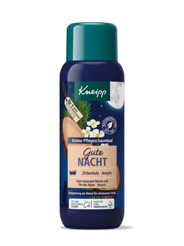 Kneipp Aroma Care Foam Bath Good Night - Bath Additive with Essential Oils Made of Swiss Pine Wood & Amyris for a Restful Sleep - Pure Relaxation - 400 ml