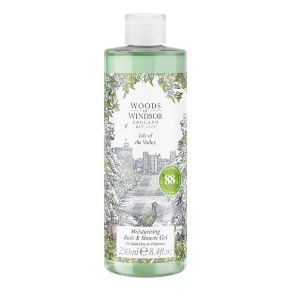 Woods of Windsor Lily of the Valley Bath and Shower Gel, Womens Shower Gel with Geranium and Citrus Notes, Moisturising Body Wash for Women with Vitamin E, Lily of the Valley Scent 250ml