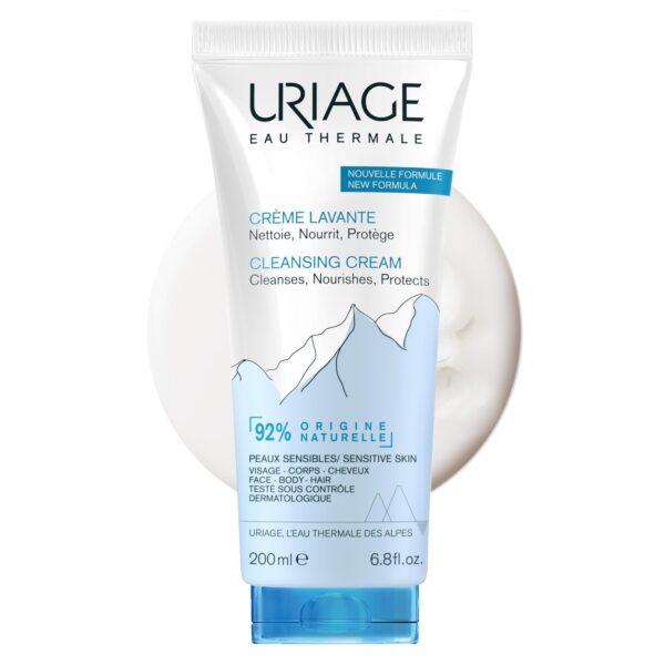 Uriage Cleansing Cream 200ml - Moisturizing Body Cleanser with Shea Butter - 2-in-1 Cleansing & Nourishing - Face, Body & Hair - 92% Natural Origin, Paraben & Soap-Free - Physiological pH