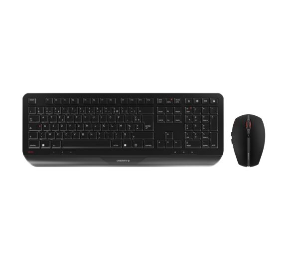 CHERRY GENTIX DESKTOP, Wireless Keyboard & Mouse Set, French Layout (AZERTY), 2.4 GHz Wireless, Integrated Palm Rest, Symmetrical Design, Black