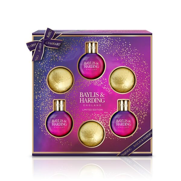 Baylis & Harding Midnight Fig & Pomegranate Festive Bauble Bath & Shower Gift Set (Pack of 1) - Vegan Friendly