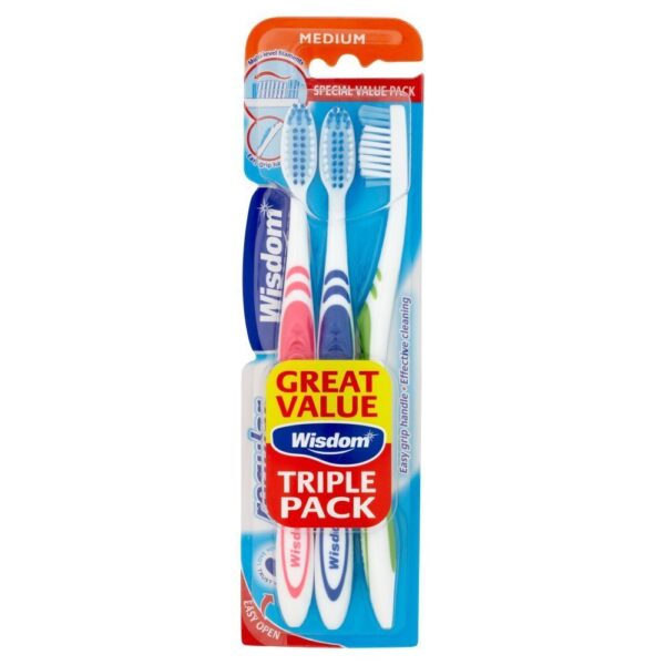 Wisdom Regular Plus Medium Toothbrushes - Triple pack