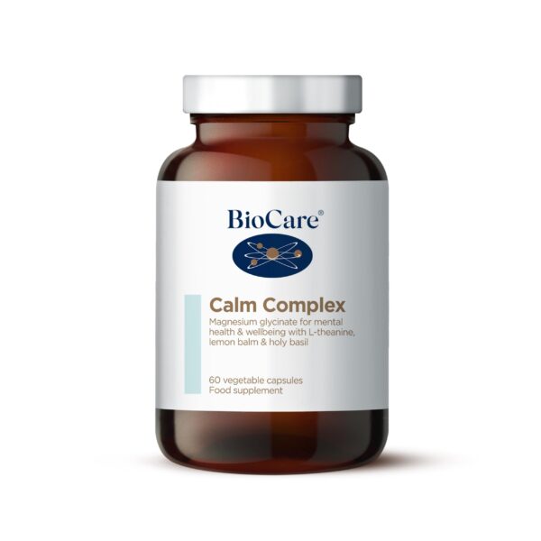 BioCare Calm Complex | Lemon Balm, L-Theanine, Holy Basil & Magnesium Glycinate for Mental Health, Relaxation & Sleep - 60 Capsules