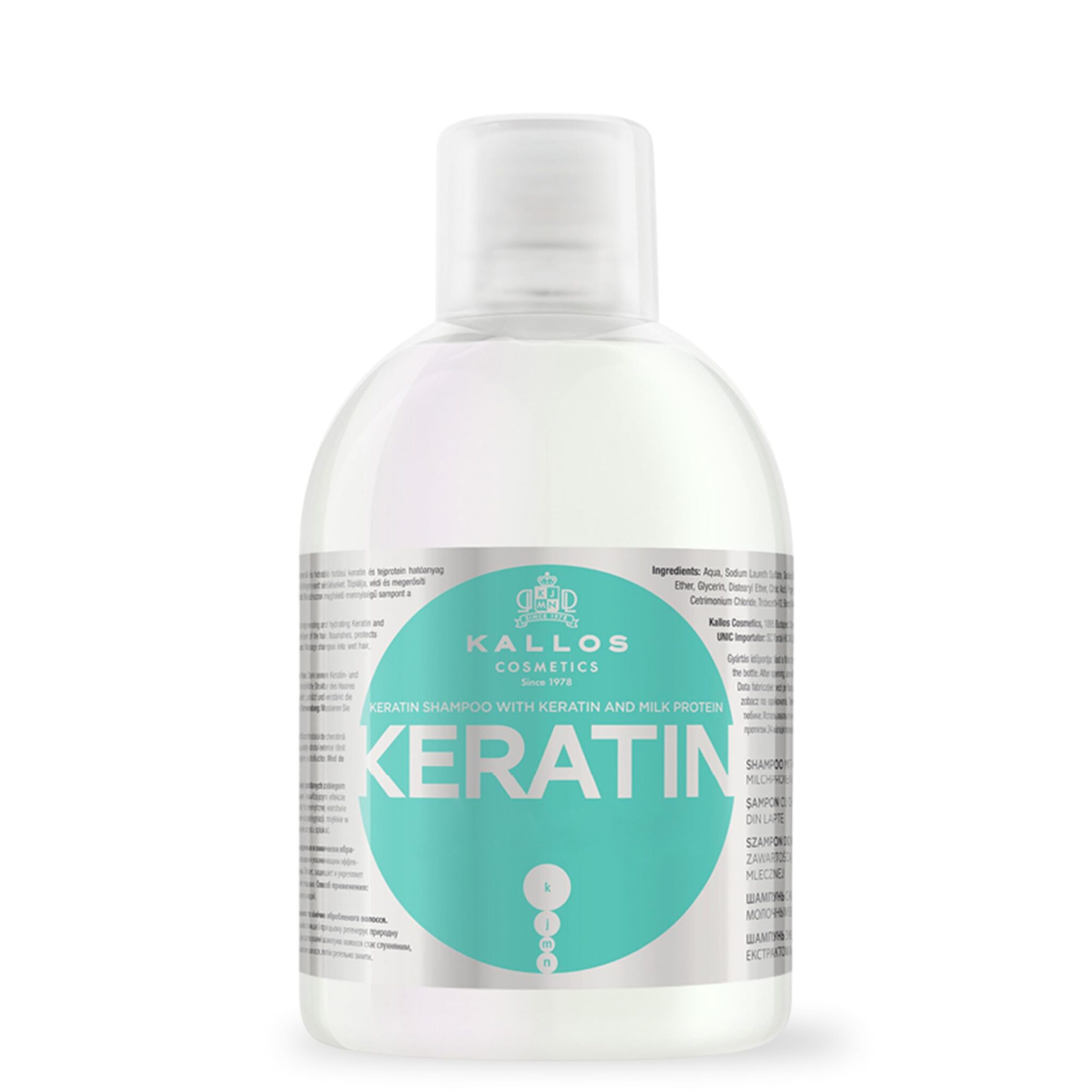 Kallos Cosmetics Keratin Shampoo with Keratin and Milk Protein 1000 ml, white