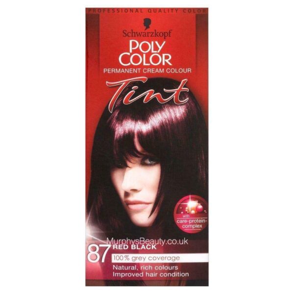 POLY COLOR PERMANENT CREAM COLOR TINT 87 RED BLACK 100% GREY COVERAGE