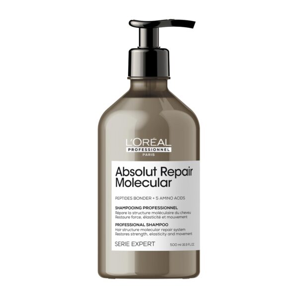 L’Oréal Professionnel, Absolut Repair Molecular Hair Shampoo, Sulfate-Free, Repairs Damage and Restores Strength, For All Damaged Hair Types, SERIE EXPERT, 500ml