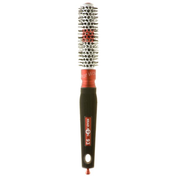 Head Jog 93 Heat Wave Radial Brush. Ceramic Coated Barrel & Ionic Round Brush for Hair Drying & Curling. Blow Dry Brush with Heat Activated Barrel Strip To Reduce Damage. (18mm)