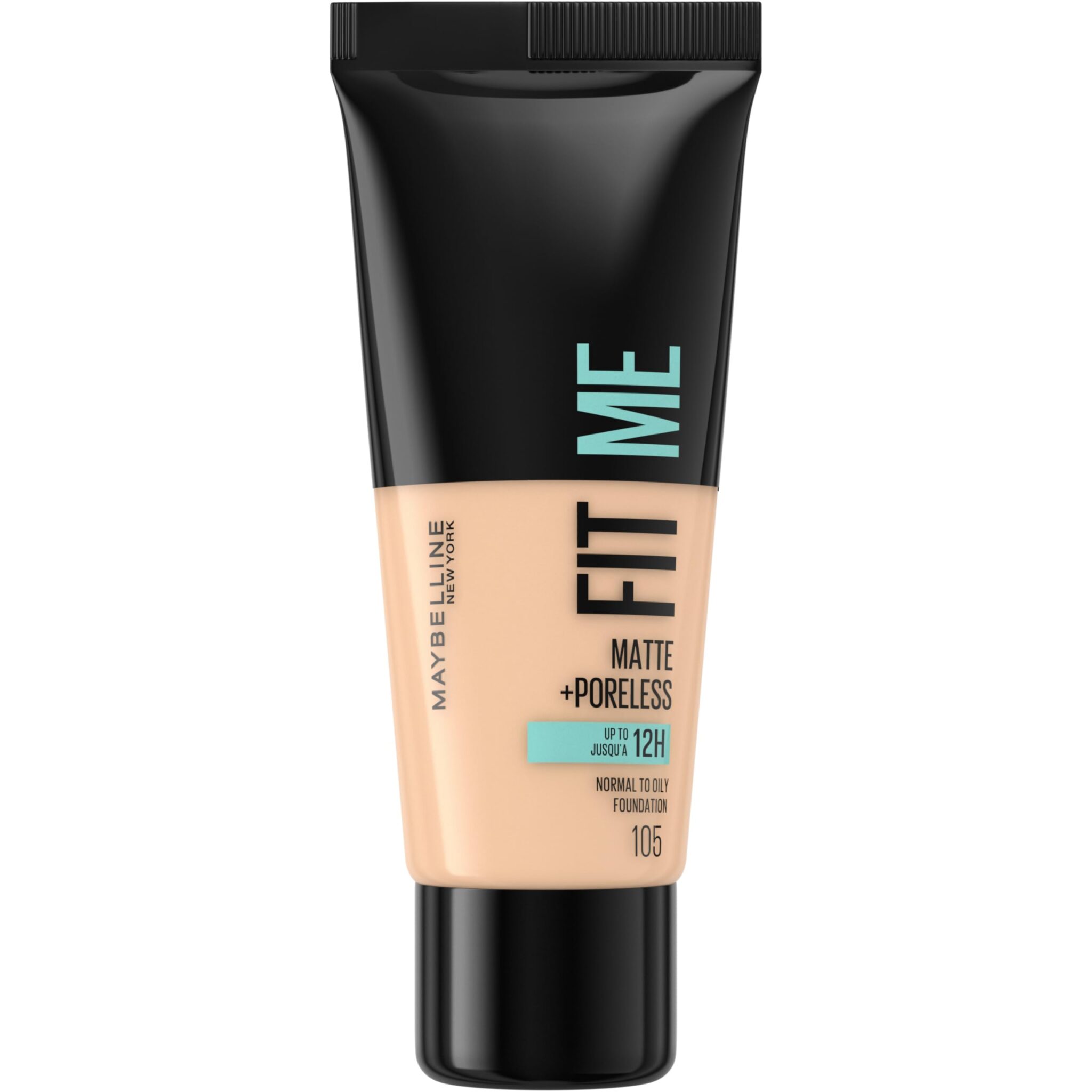 Maybelline Fit Me Foundation, Medium Coverage, Blendable With a Matte and Poreless Finish, For Normal to Oily Skin, Shade: 105 Natural Ivory, 30ml