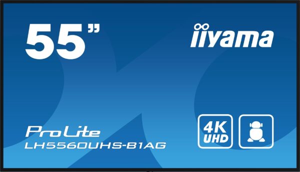 iiyama LFD 54,6 VA Panel 24/7 4K 3840x2160 16:9 3xHDMI 2xUSB 1xRJ45 LAN 1xRS-232c HPs 500cd/m² Landscape/Port 6.5ms MediaPlayer VESA 400x300 Wall Mount INCL