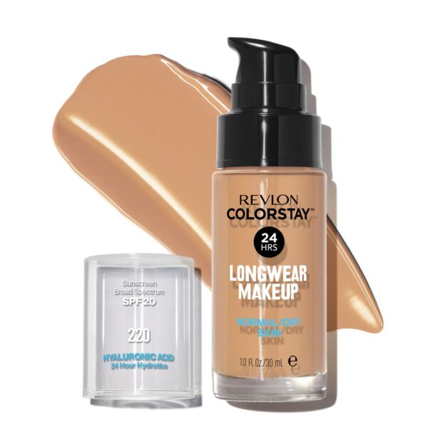 Revlon ColorStay Liquid Foundation Makeup Normal/Dry Skin SPF 20, Longwear With Medium-Full Coverage & Natural Finish, Oil Free, (220), 30ml