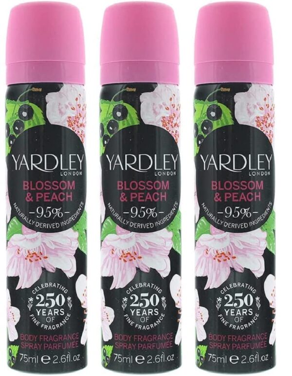 Yardley Ladies Womens Body Spray Deodorant Blossom 75ml 3 Pack