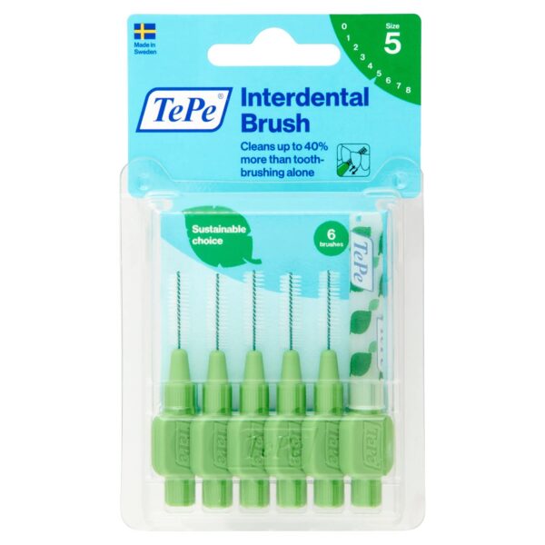 TePe Pack of 6 Interdental Brushes, Grey, 0.8 mm, Set of 3.