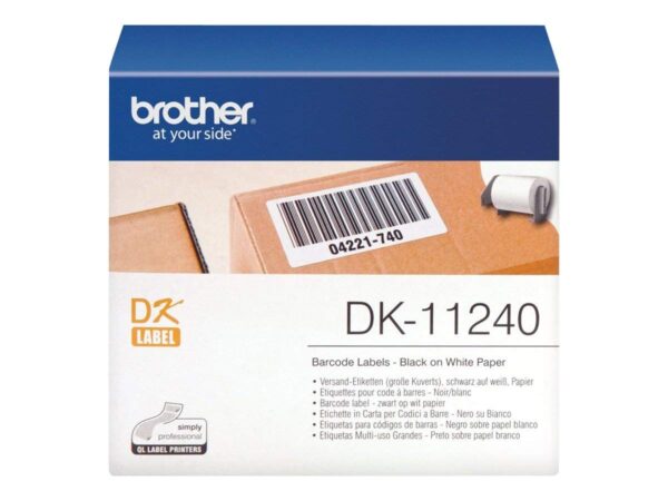 BROTHER, DK-11240 Label Roll, Barcode Labels, Black on White, 600 Labels, 102 mm (W) x 51 mm (L), Brother Genuine Supplies