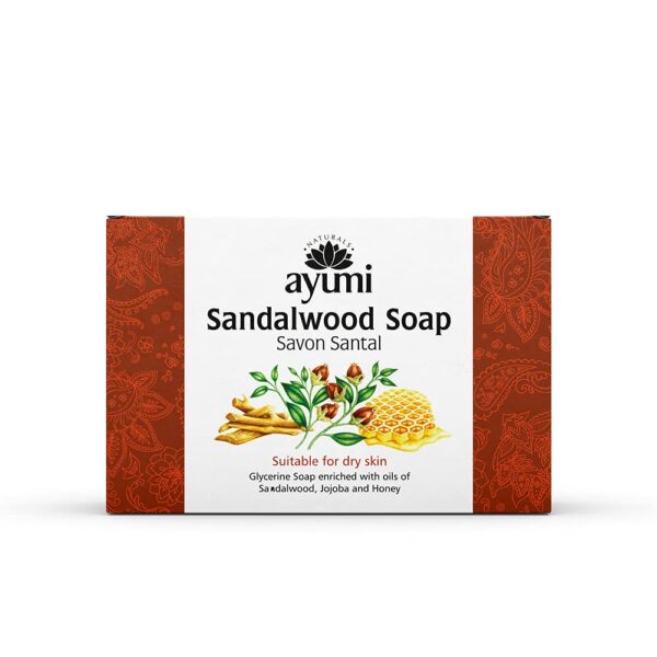 Ayumi Sandalwood & Jojoba Soap Bar, Gently Removes Impurities & Cleanses the Skin, Enriched With Soothing Honey For a Clear & Balanced Complexion 1 x 100g