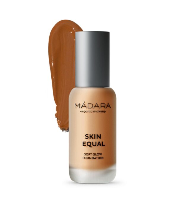 MÁDARA Organic Skincare | Skin Equal Soft Glow Foundation SPF15 CARAMEL 70-30ml, Mineral foundation with hyaluronic acid, Buildable medium coverage, Dewy foundation, Vegan, COSMOS certified