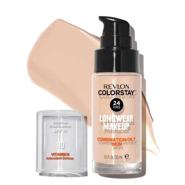 Revlon Colorstay Liquid Foundation Makeup Combination/Oily Skin SPF 15, Longwear Medium-Full Coverage With Matte Finish, Ivory (110), 30 Ml