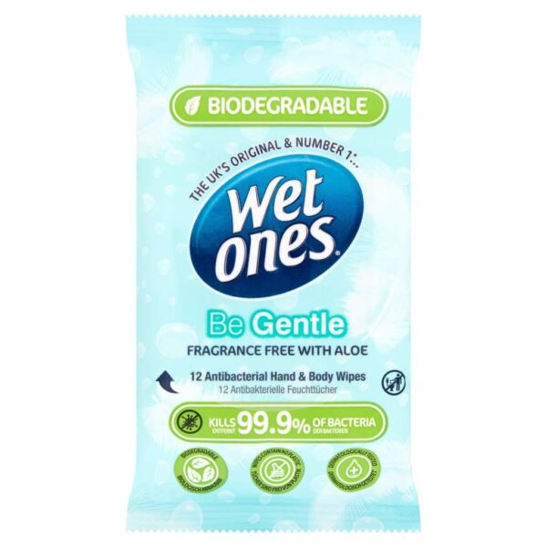 Wet Ones Be Gentle Antibacterial Hand & Body Wipes, 12 Wipes