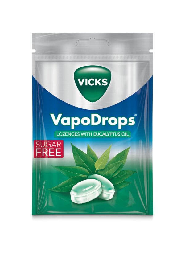 Vicks VapoDrops Eucalyptus, Sugar Free Vegan Lozenges with Eucalyptus Oil, 10 x 72 g