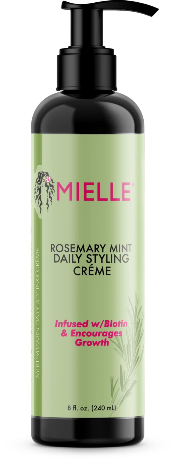 Mielle Organics Rosemary Mint Multi-Vitamin Daily Styling Creme For Curly Hair Definition, Paraben And Silicone Free, 240 ml, White