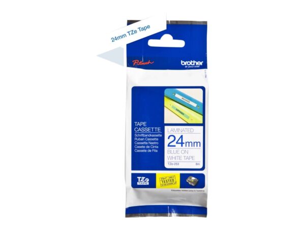 Brother TZe-253 - Blue on white - Roll (2.4 cm x 8 m) 1 cassette(s) laminated tape - for Brother PT-D600, P750, P950, P-Touch PT-D800, E550, P900, P950, P-Touch Cube Pro PT-P910