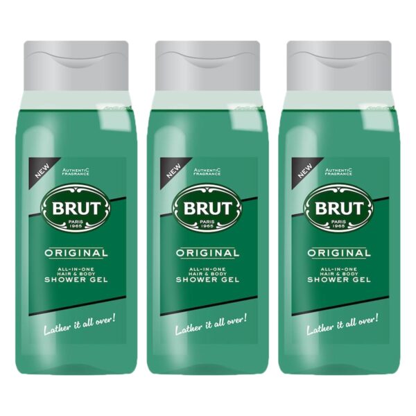 3 x Brut Original All In One Showergel Hair & Body Duschgel je 500 ml for men