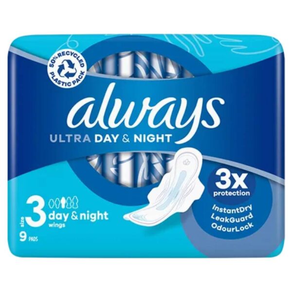 Always Ultra Sanitary Towels Day and Night with Wings (Size 3) 9ct