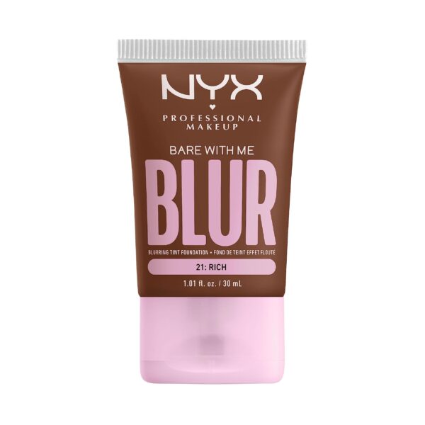 NYX Professional Makeup Blurring Tint Foundation, Medium Coverage, Matte Finish, With Niacinamide, Matcha and Glycerin, 12 Hours Hydrating, Bare With Me Blur, 30 ml, Shade: Rich