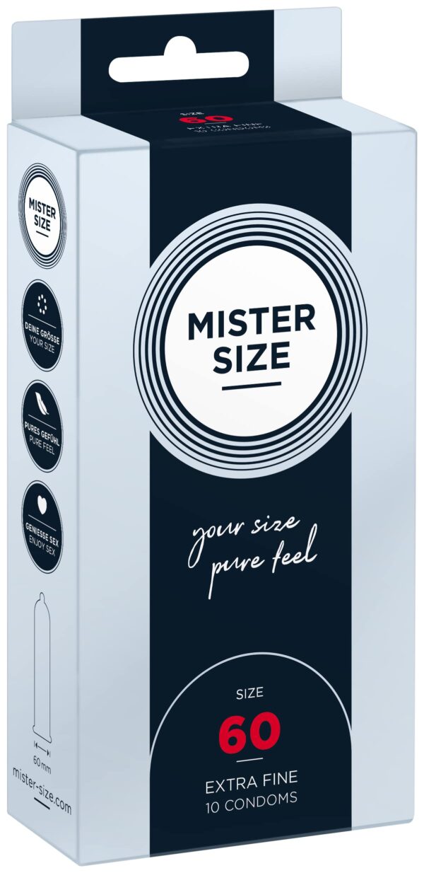 MISTER SIZE 60mm Ultra-Sensitive Condoms for Men - Extra Thin, Extra fine, Extra lube/Made from 100% Natural Rubber Latex in Your Size L - XL/Real Feel Pack of 10