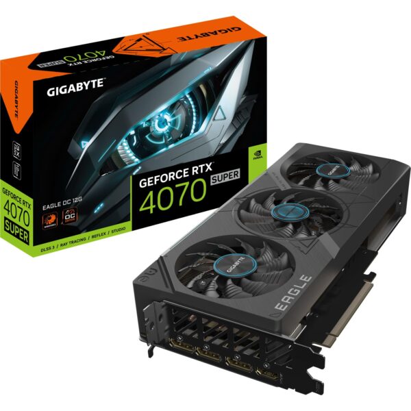 Gigabyte GeForce RTX 4070 SUPER EAGLE OC Graphics Card - 2535MHz Core, 12GB GDDR6X 21000MHz 192-bit Memory, PCI-E 4.0, 3x DP 1.4, 1x HDMI 2.1a, NVIDIA DLSS 3.5, GV-N407SEAGLE OC-12GD