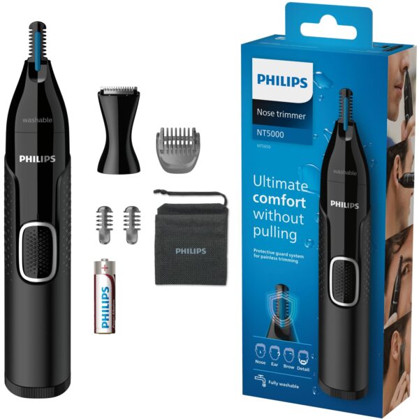 Philips Series 5000 Waterproof Nose Ear Trimmer with Precision Trimmer (Model NT5650/16)