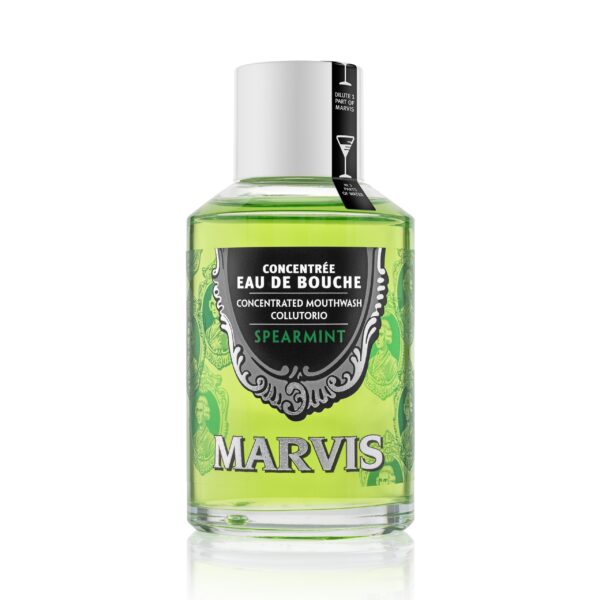 Marvis Concentrated Mouthwash Spearmint, 120ml, Alcohol Free Mouthwash for a Long-Lasting Fresh Breath, Helps Reduce Plaque Build-Up and Cares for Gums