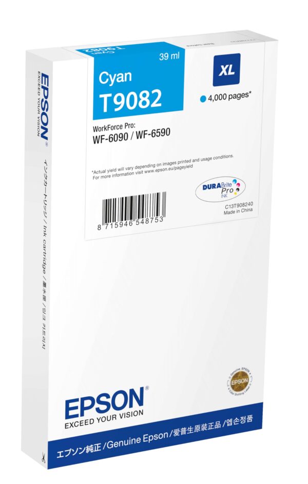 Epson Ink Cartridge T9082 Cyan XL 4,000 Pages for WF-6xxx